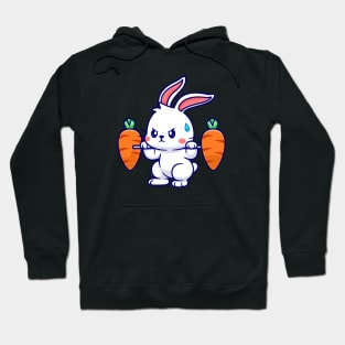 Cute Rabbit Lifting Carrots Barbell Cartoon Hoodie